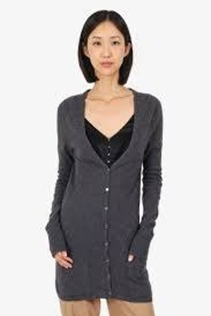 BCBG MAX Azria M Sweater Cardigan Knit Long Line Angora Wool Luxury Basic